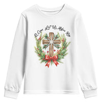 Cross Christmas Youth Sweatshirt O Come Let Us Adove Him - Wonder Print Shop