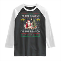 Jesus Christmas Raglan Shirt Santa With Jesus Baby Reason Xmas - Wonder Print Shop