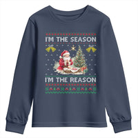Jesus Christmas Youth Sweatshirt Santa With Jesus Baby Reason Xmas - Wonder Print Shop