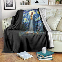 Virgin Mary Starry Night Throw Blanket Mother of Christ Catholic - Wonder Print Shop