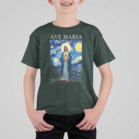 Virgin Mary Starry Night T Shirt For Kid Mother of Christ Catholic - Wonder Print Shop