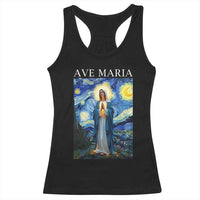 Virgin Mary Starry Night Racerback Tank Top Mother of Christ Catholic - Wonder Print Shop