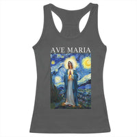 Virgin Mary Starry Night Racerback Tank Top Mother of Christ Catholic - Wonder Print Shop