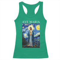 Virgin Mary Starry Night Racerback Tank Top Mother of Christ Catholic - Wonder Print Shop