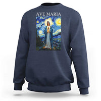 Virgin Mary Starry Night Sweatshirt Mother of Christ Catholic - Wonder Print Shop