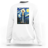 Virgin Mary Starry Night Sweatshirt Mother of Christ Catholic - Wonder Print Shop