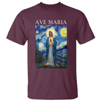 Virgin Mary Starry Night T Shirt Mother of Christ Catholic - Wonder Print Shop
