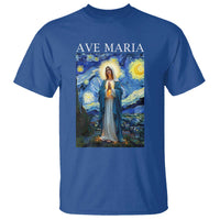 Virgin Mary Starry Night T Shirt Mother of Christ Catholic - Wonder Print Shop