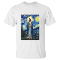 Virgin Mary Starry Night T Shirt Mother of Christ Catholic - Wonder Print Shop