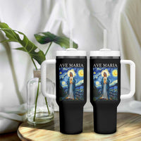 Virgin Mary Starry Night Tumbler With Handle Mother of Christ Catholic - Wonder Print Shop