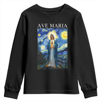 Virgin Mary Starry Night Youth Sweatshirt Mother of Christ Catholic - Wonder Print Shop