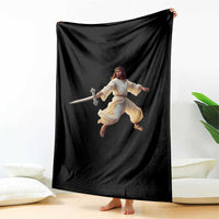 Funny Fencing Jesus Throw Blanket Combat Sport Christan Lover - Wonder Print Shop