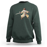 Funny Fencing Jesus Sweatshirt Combat Sport Christan Lover - Wonder Print Shop