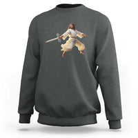 Funny Fencing Jesus Sweatshirt Combat Sport Christan Lover - Wonder Print Shop