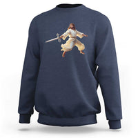 Funny Fencing Jesus Sweatshirt Combat Sport Christan Lover - Wonder Print Shop