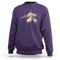 Funny Fencing Jesus Sweatshirt Combat Sport Christan Lover - Wonder Print Shop