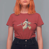 Funny Fencing Jesus T Shirt For Women Combat Sport Christan Lover - Wonder Print Shop