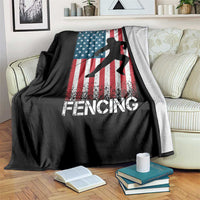 American Flag Fencing USA Patriotic Throw Blanket - Wonder Print Shop