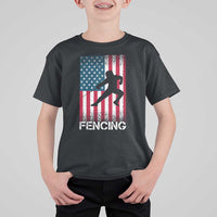 American Flag Fencing USA Patriotic T Shirt For Kid - Wonder Print Shop