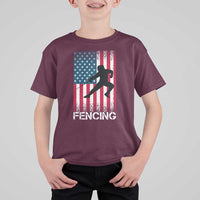 American Flag Fencing USA Patriotic T Shirt For Kid - Wonder Print Shop