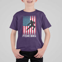 American Flag Fencing USA Patriotic T Shirt For Kid - Wonder Print Shop
