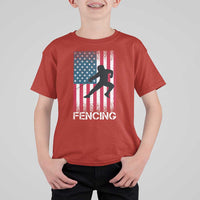 American Flag Fencing USA Patriotic T Shirt For Kid - Wonder Print Shop