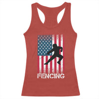 American Flag Fencing USA Patriotic Racerback Tank Top - Wonder Print Shop