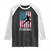 American Flag Fencing USA Patriotic Raglan Shirt - Wonder Print Shop