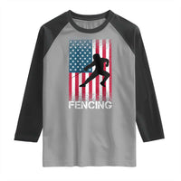 American Flag Fencing USA Patriotic Raglan Shirt - Wonder Print Shop