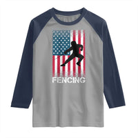American Flag Fencing USA Patriotic Raglan Shirt - Wonder Print Shop