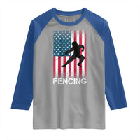 American Flag Fencing USA Patriotic Raglan Shirt - Wonder Print Shop