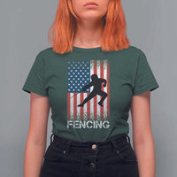American Flag Fencing USA Patriotic T Shirt For Women - Wonder Print Shop