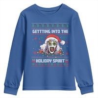 Terrifier Santa Christmas Youth Sweatshirt Getting Into The Holiday Spirit Horror Movie - Wonder Print Shop