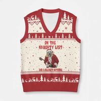 Terrifier Santa Xmas Movie V-Neck Knit Sweater Vest On The Naughty List And I Regret Nothing - Wonder Print Shop