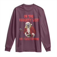 Terrifier Santa Christmas Movie Long Sleeve Shirt On The Naughty List And I Regret Nothing - Wonder Print Shop