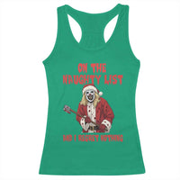 Terrifier Santa Christmas Movie Racerback Tank Top On The Naughty List And I Regret Nothing - Wonder Print Shop