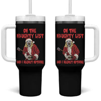 Terrifier Santa Christmas Movie Tumbler With Handle On The Naughty List And I Regret Nothing - Wonder Print Shop