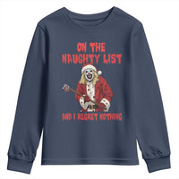 Terrifier Santa Christmas Movie Youth Sweatshirt On The Naughty List And I Regret Nothing - Wonder Print Shop
