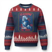 Terrifier Santa Xmas Ugly Christmas Sweater Slashing Through The Snow - Wonder Print Shop