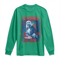 Terrifier Santa Christmas Long Sleeve Shirt Slashing Through The Snow - Wonder Print Shop