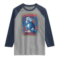 Terrifier Santa Christmas Raglan Shirt Slashing Through The Snow - Wonder Print Shop