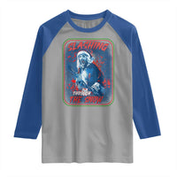 Terrifier Santa Christmas Raglan Shirt Slashing Through The Snow - Wonder Print Shop