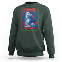 Terrifier Santa Christmas Sweatshirt Slashing Through The Snow - Wonder Print Shop