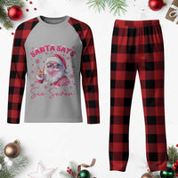 67 Six Seven Pink Santa Christmas Meme Plaid Pajama Set - Wonder Print Shop
