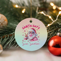 67 Six Seven Pink Santa Christmas Meme Ceramic Ornament - Wonder Print Shop