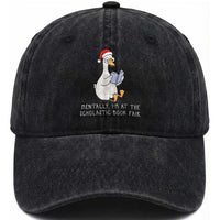 Silly Goose Bookish Christmas Washed Cotton Baseball Cap Mentally I Am At The Scholastic Book Fair