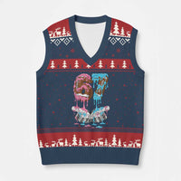 67 Football Meme V-Neck Knit Sweater Vest Six Seven Sports American Football Ice Cream Drip - Wonder Print Shop