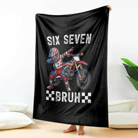67 Bruh Meme Throw Blanket Funny Six Seven Dirt Bike Patriotic American Flag - Wonder Print Shop