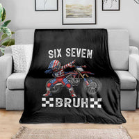 67 Bruh Meme Throw Blanket Funny Six Seven Dirt Bike Patriotic American Flag - Wonder Print Shop