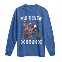 67 Bruh Meme Long Sleeve Shirt Funny Six Seven Dirt Bike Patriotic American Flag - Wonder Print Shop